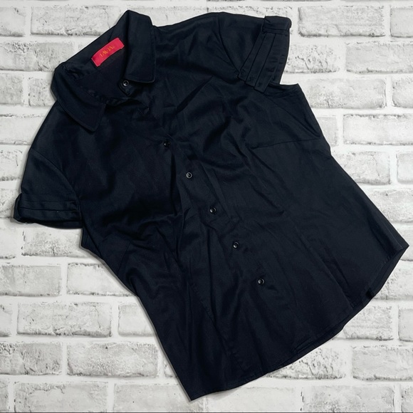 Lavia black button down short sleeve shirt Small - Picture 1 of 4